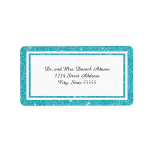 Double Blue Glitter Trim - Address Label