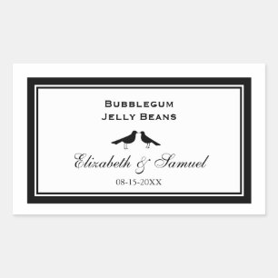 Double border love birds wedding reception candy rectangular sticker