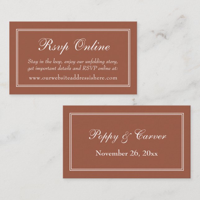 Double-Bordered Terracotta RSVP Online Enclosure Card (Front/Back)