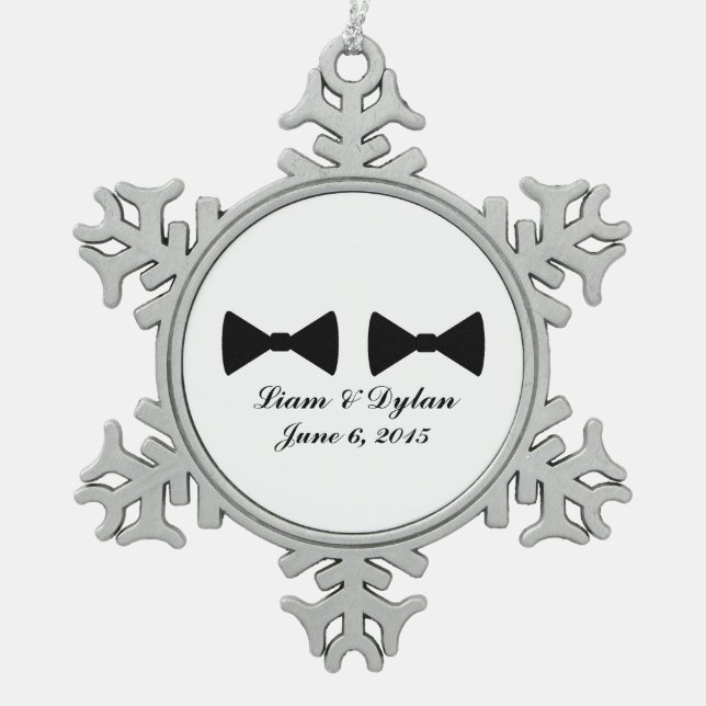 "Double Bow Ties" Pewter Ornament (Front)
