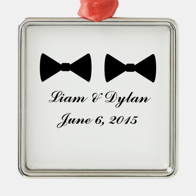 "Double Bow Ties" Premium Christmas Ornament (Front)