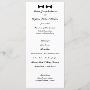 "Double Bow Ties" Wedding Program Programme