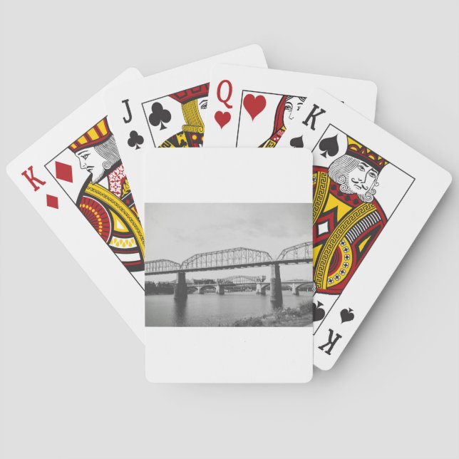 Double Bridge Black and White Photography Playing Cards (Back)