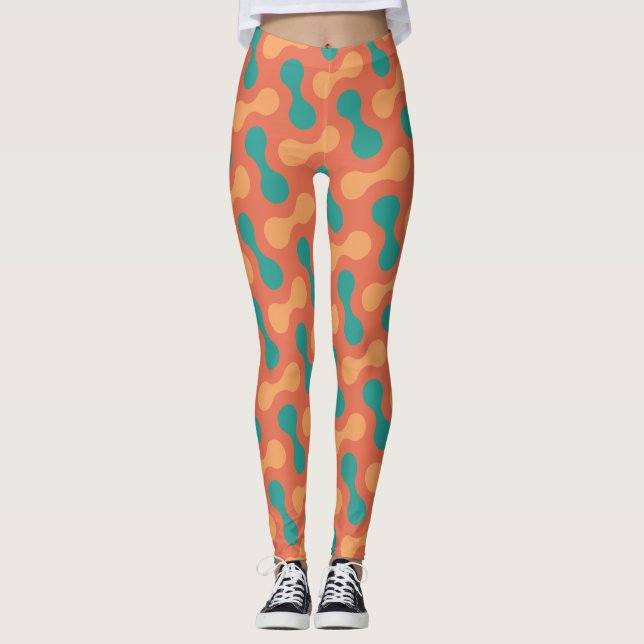 Double Bubble Peach Yellow Minimal Pattern Leggings (Front)