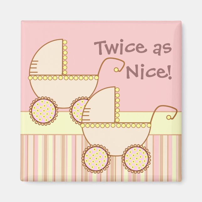 Double Carriage Twin Girls Magnet (Front)