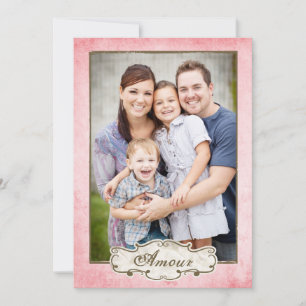 Double Carte de vacances face rose vintage grunge