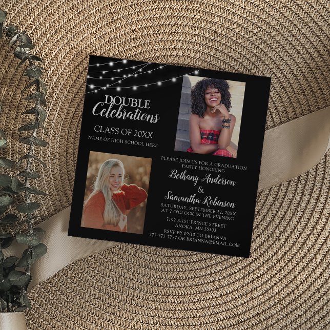 Double Celebration 2 Photo Graduation Invitation (Creator Uploaded)