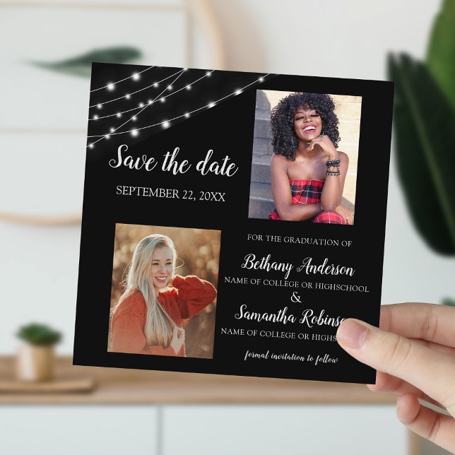 Double Celebration 2 Photo Graduation Save The Date (Creator Uploaded)