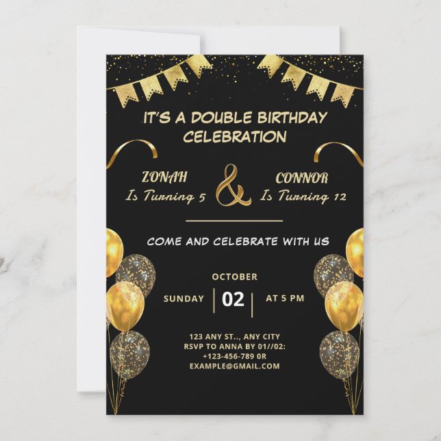 Double Celebration Birthday Invitation (Front)