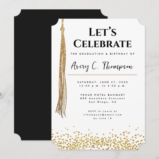 Double Celebration Graduation & Birthday Party Invitation (Front/Back)