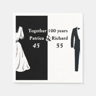 Double Celebration Joint Birthday 100 Year Napkin
