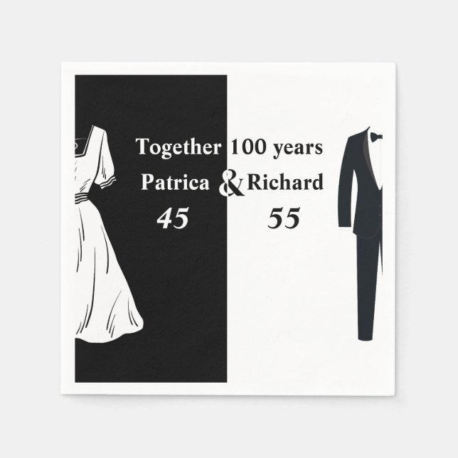 Double Celebration Joint Birthday 100 Year Napkin (Front)