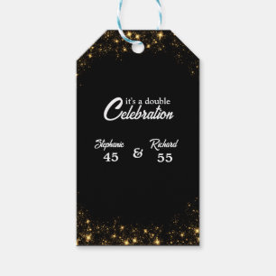 Double Celebration Joint Birthday Gold Black  Gift Tags