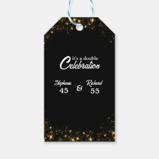 Double Celebration Joint Birthday Gold Black Gift Tags