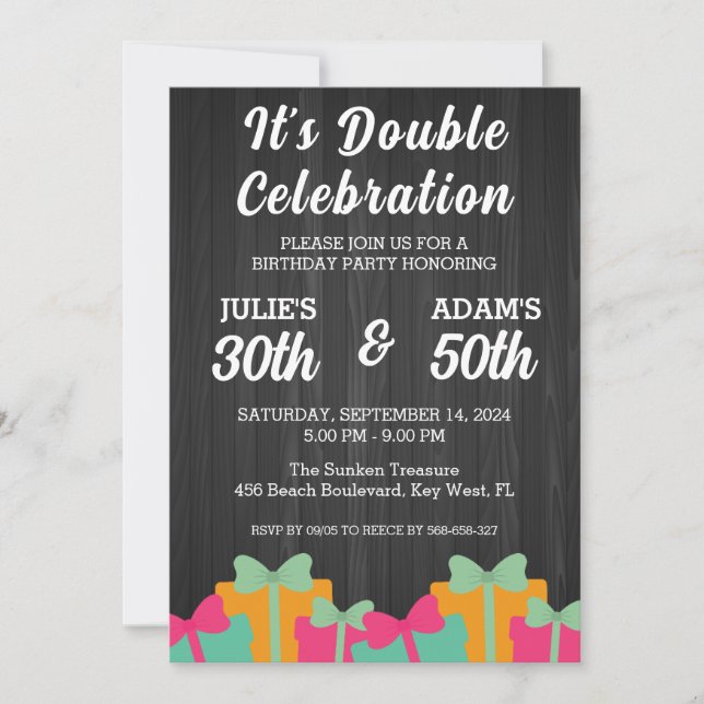 Double celebration joint birthday party invitation (Front)