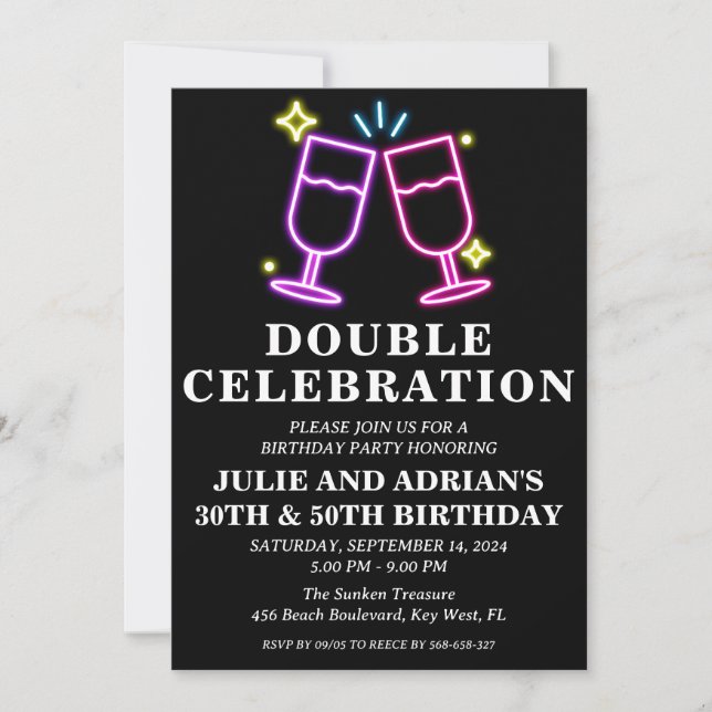 Double celebration joint birthday party invitation (Front)