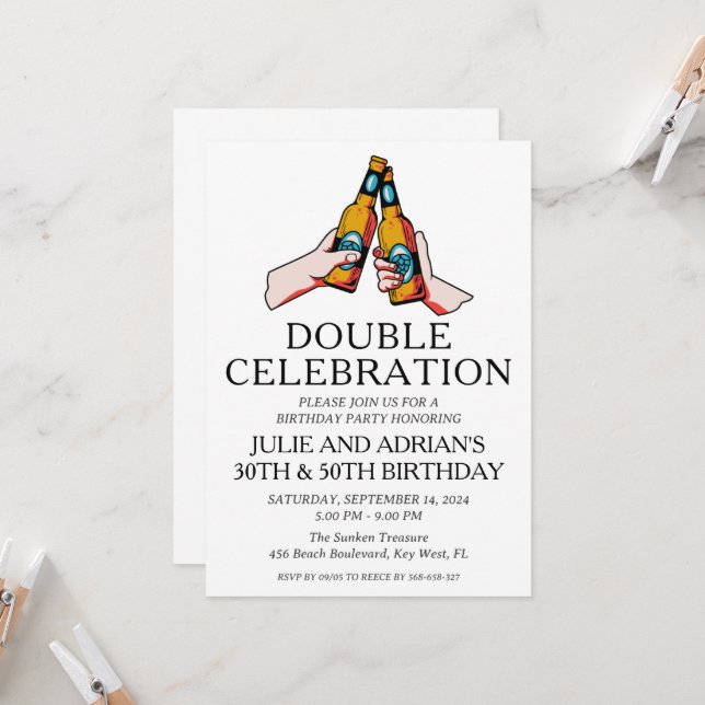 Double celebration joint birthday party invitation (Front/Back In Situ)