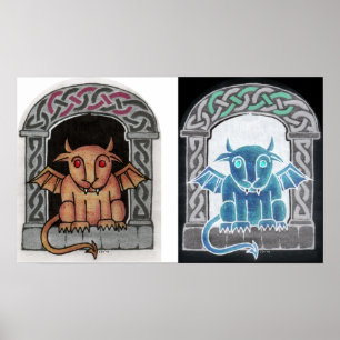Double Celtic Gargoyle print