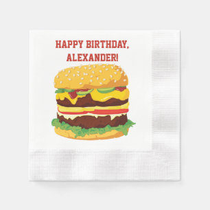 Double Cheeseburger Custom Party Paper Napkins