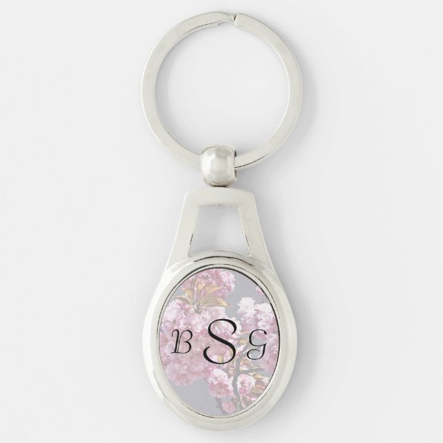 Double Cherry Blossom Branches Wedding Products Key Ring (Front)