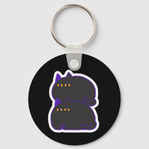 Double Chonky Black Cat Keychain