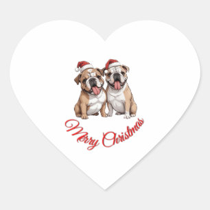 Double Christmas joy Merry Bulldogs Classic T-Shir Heart Sticker