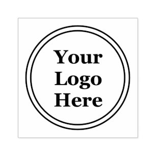 Double Circle Border Add Your Logo Here Rubber Stamp