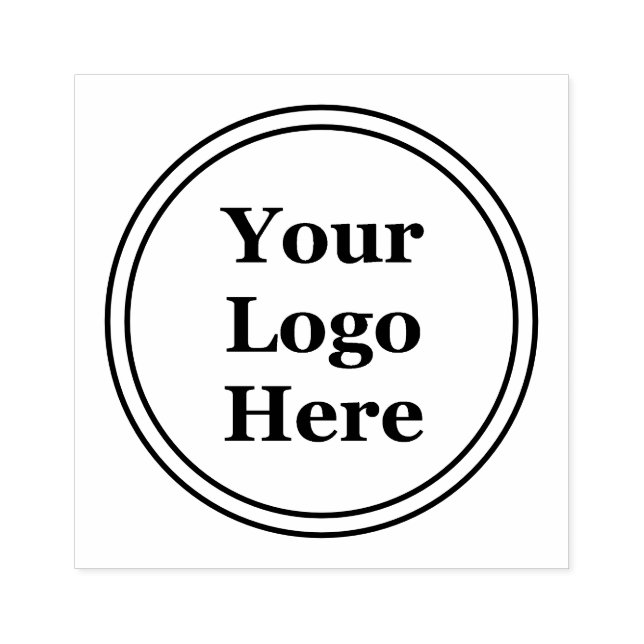 Double Circle Border Add Your Logo Here Rubber Stamp (Imprint)