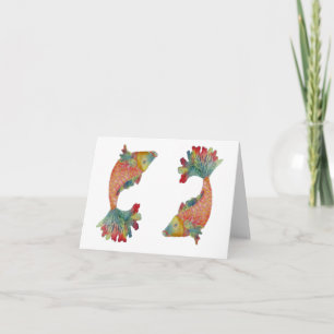 Double Coi Fish blank greeting card