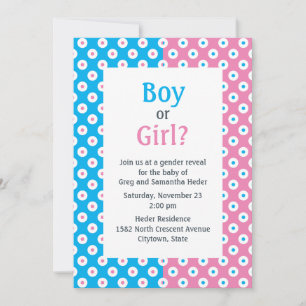 Double Colour Boy or Girl Polka-Dot Gender Reveal Invitation