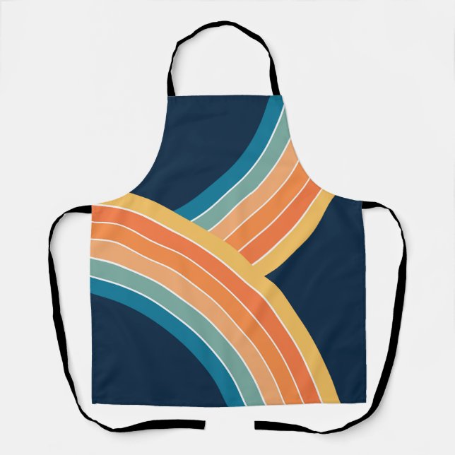 Double colourful retro style rainbow apron (Front)