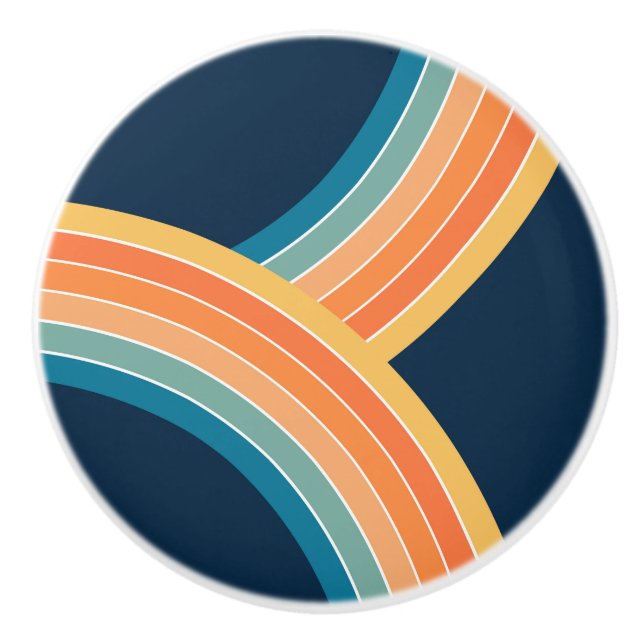 Double colourful retro style rainbow ceramic knob (Front)