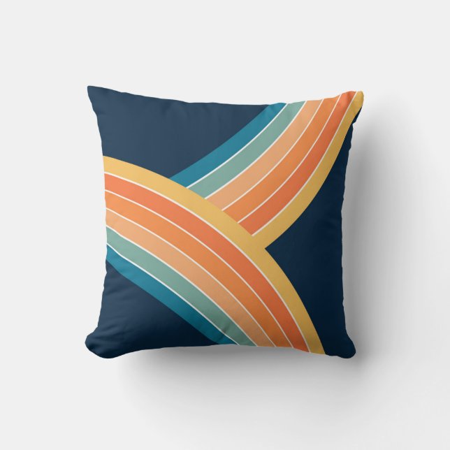 Double colourful retro style rainbow cushion (Front)