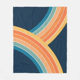 Double colourful retro style rainbow fleece blanket