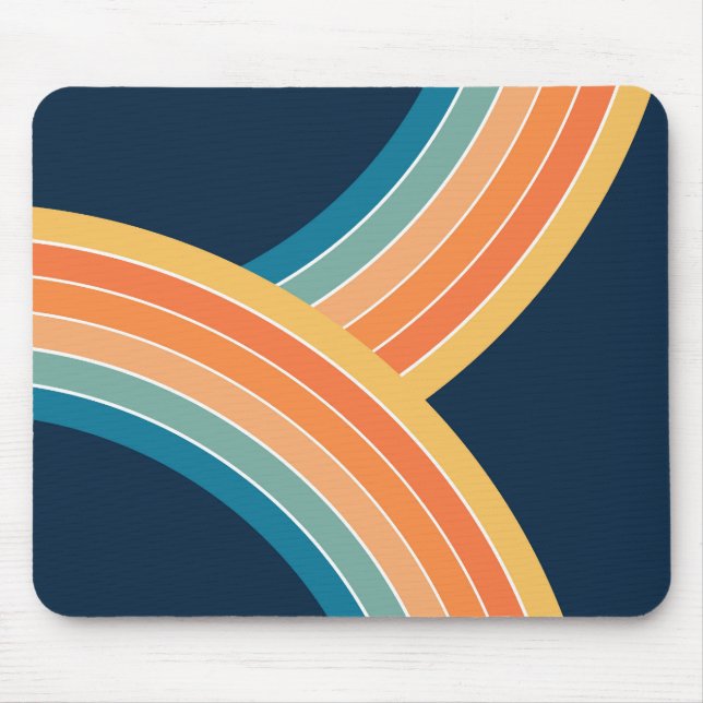 Double colourful retro style rainbow mouse pad (Front)
