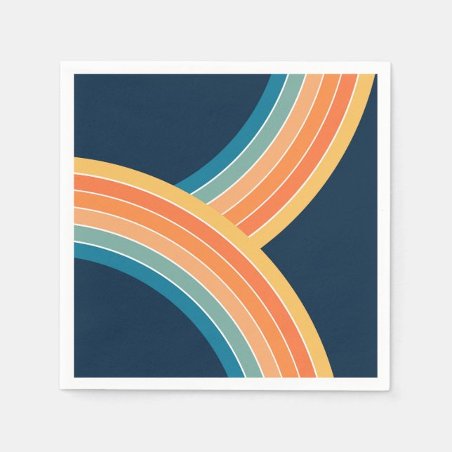 Double colourful retro style rainbow napkin (Front)