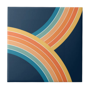 Double colourful retro style rainbow tile