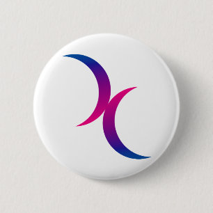 Double Crescent Moon Bisexual Pride Symbol 6 Cm Round Badge