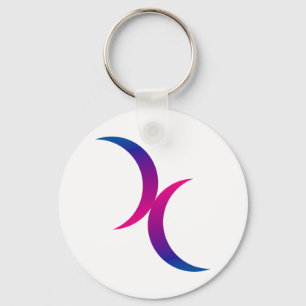 Double Crescent Moon Bisexual Pride Symbol Key Ring