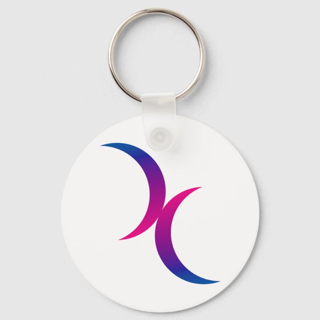 Double Crescent Moon Bisexual Pride Symbol Key Ring (Front)