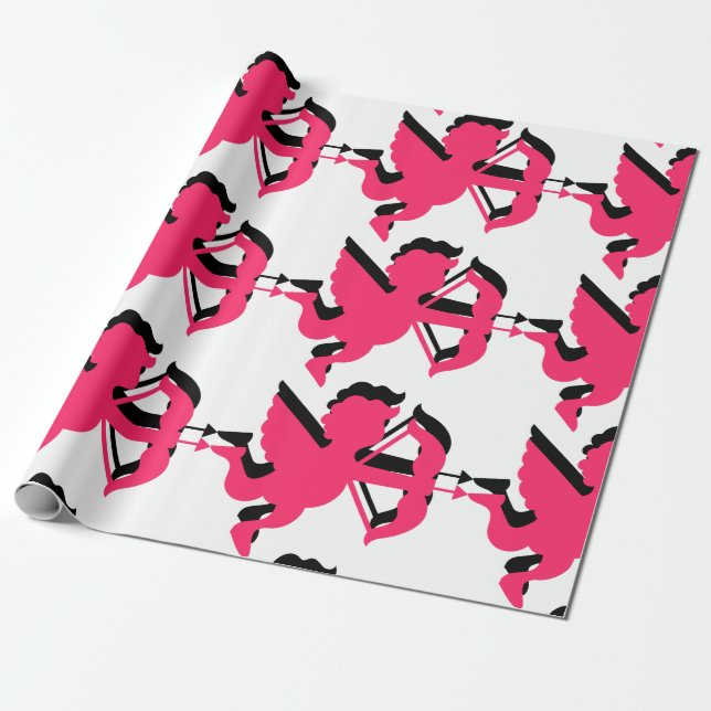 Double Cupid Valentine's Day Wrapping Paper (Unrolled)