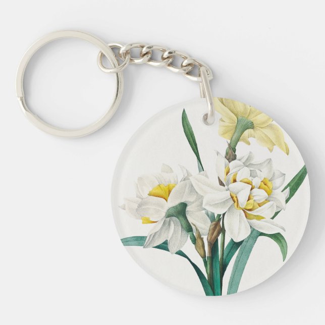 Double Daffodil,  Pierre-Joseph Redouté, 1827 Key Ring (Front)