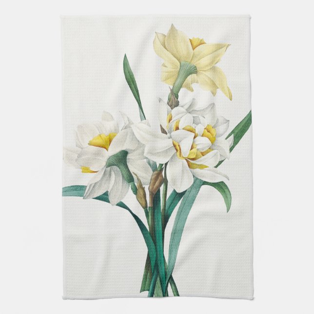 Double Daffodil,  Pierre-Joseph Redouté, 1827 Tea Towel (Vertical)