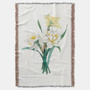 Double Daffodil,  Pierre-Joseph Redouté, 1827 Throw Blanket