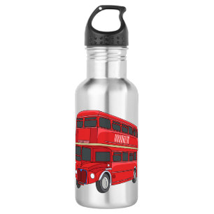 Double-decker bus cartoon illustration  532 ml water bottle