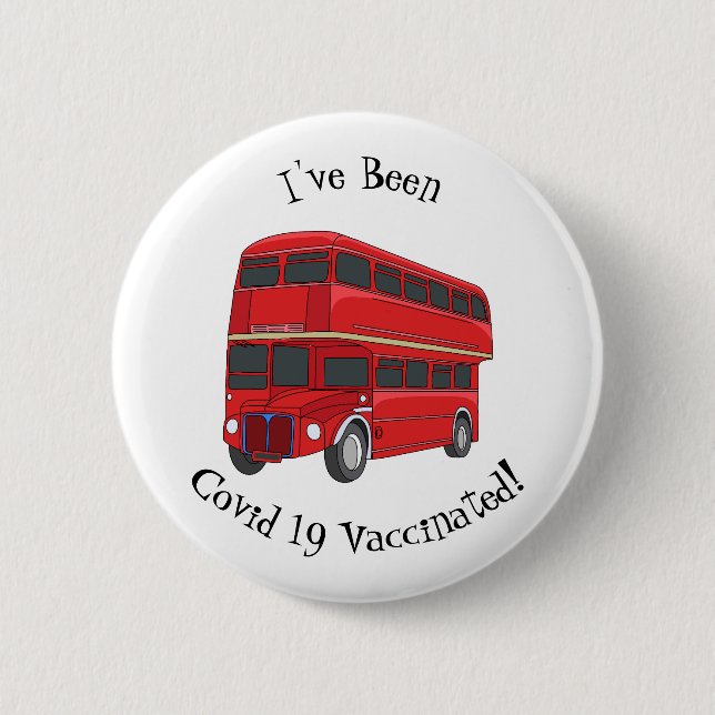 Double-decker bus cartoon illustration 6 cm round badge (Front)