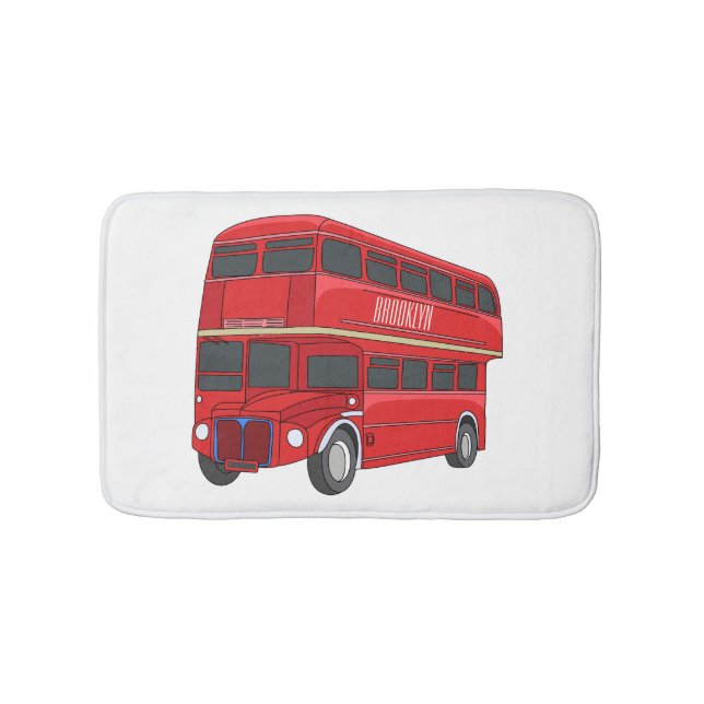 Double-decker bus cartoon illustration  bath mat (Front)