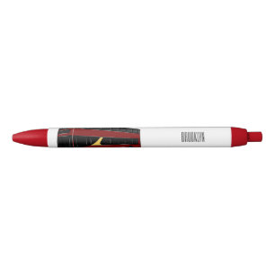 Double-decker bus cartoon illustration black ink pen
