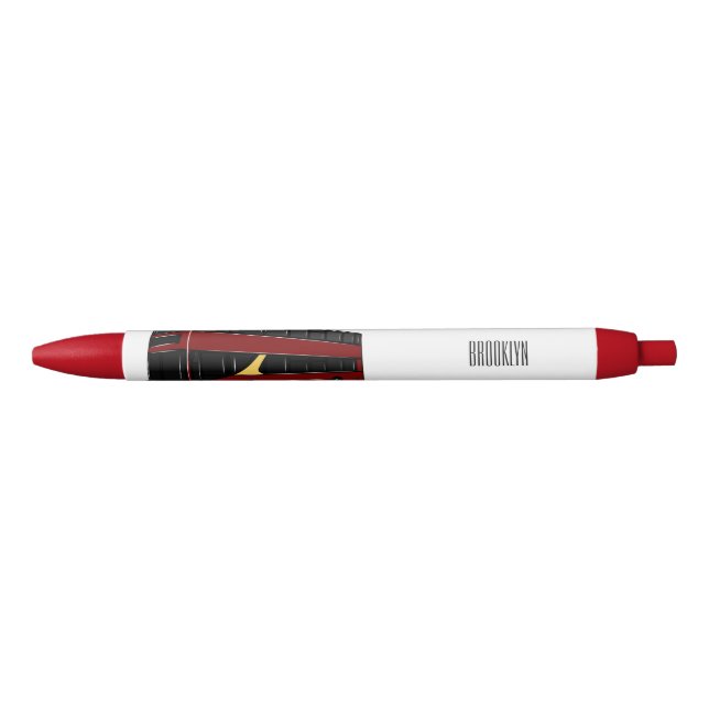 Double-decker bus cartoon illustration black ink pen (Front)