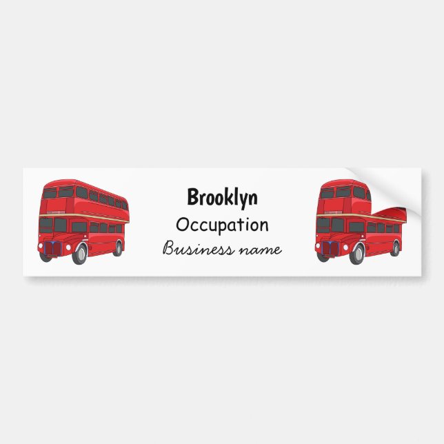 Double-decker bus cartoon illustration bumper sticker (Front)